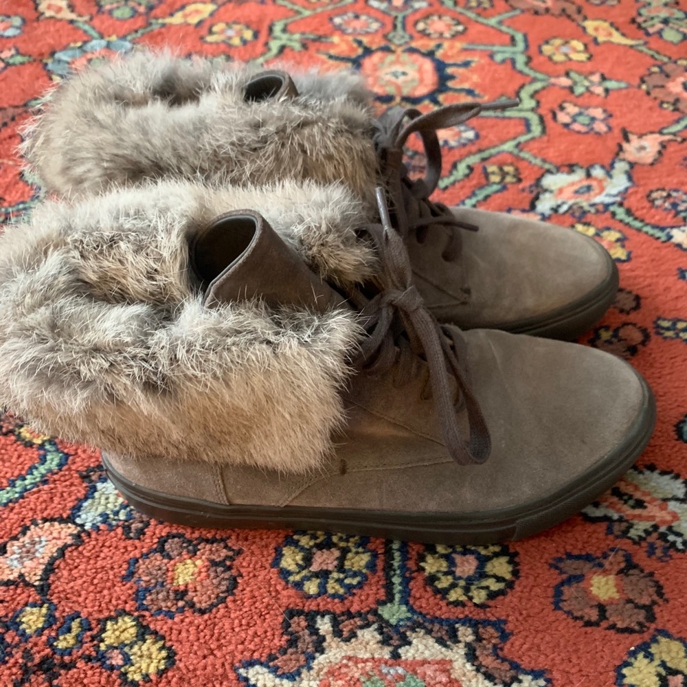 Vince grey fur high top sneakers sz. 8/8.5